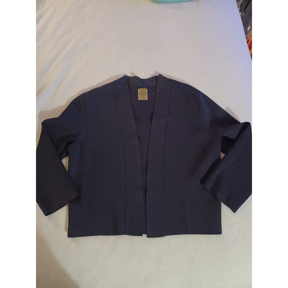 Anne Klein womens open tight knit cardigan medium black